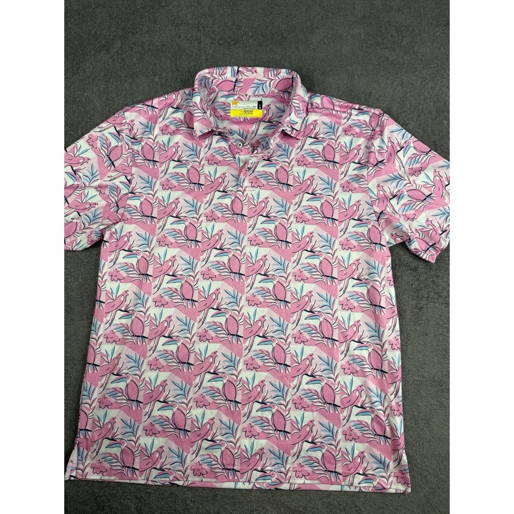 Jack Nicklaus  Eco Choice Golf‎  Polo Shirt L Mens Short Sleeve Pink Stretch